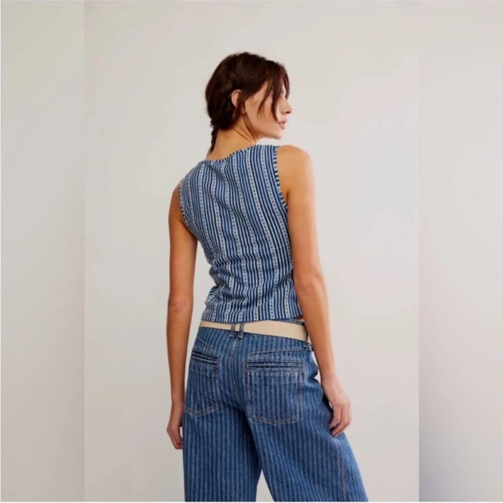 Free People Tilly Vest in Navy Stripe Combo